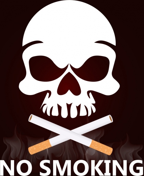 ない喫煙背景タバコ ホラー頭蓋骨のアイコン