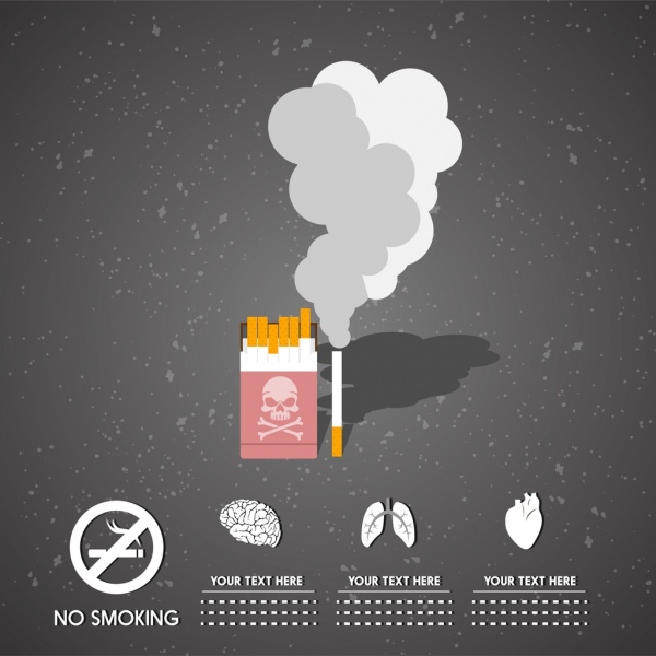 non fumare tabacco infographic organo icone ornamento