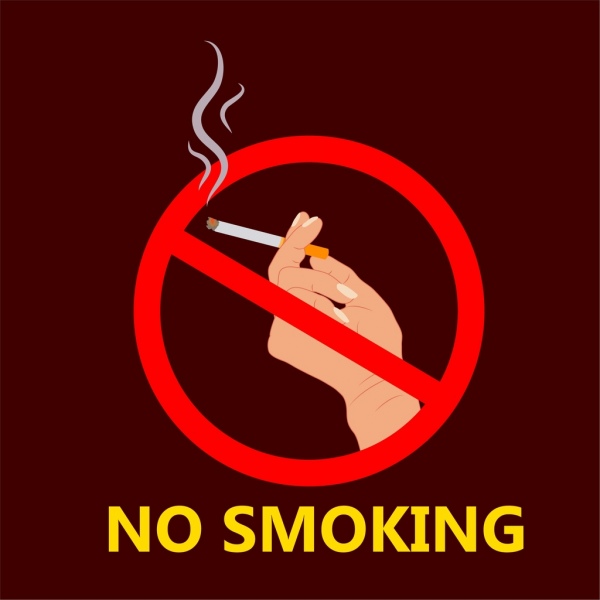 ممنوع التدخين المشارك يد تمسك السيجارة رمز