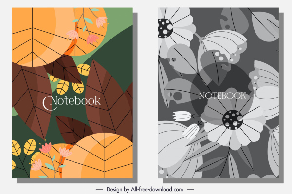 Notebook penutup latar belakang klasik desain tanaman datar dekorasi