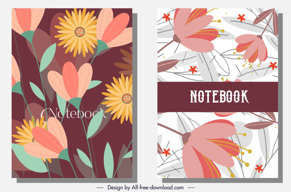 Notebook Cover template warna-warni botani dekorasi klasik