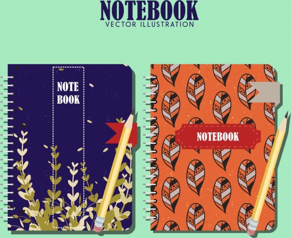 Notebook penutup templates daun tema klasik desain