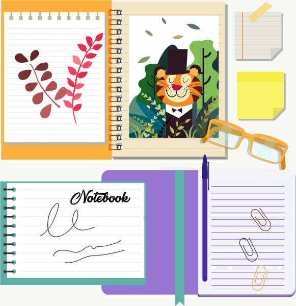 elementos de design de notebook desenhando traços decoração