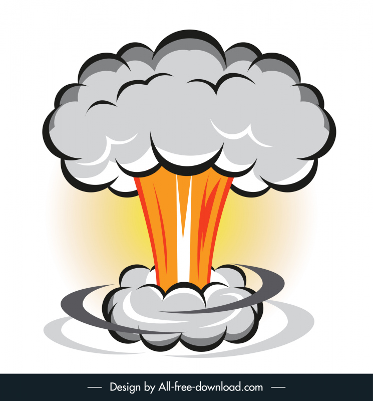 Atombombensymbol Dynamische flache handgezeichnete Skizze