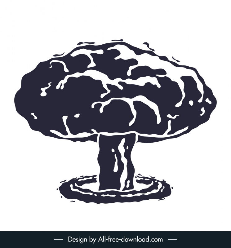 ícone da bomba nuclear silhueta dinâmica fumaça esboço