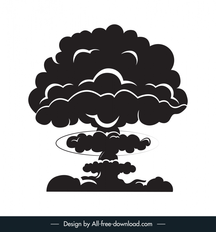 nukleare explosion ikone dynamische silhouette rauch skizze