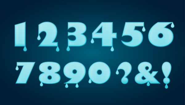 numerazione di decorazione di goccioline di acqua blu sfondo