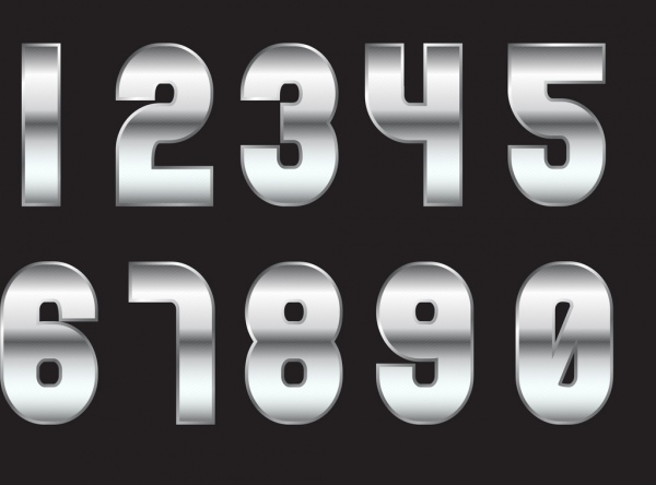 numeração de fundo brilhantes ícones do metal cinzas