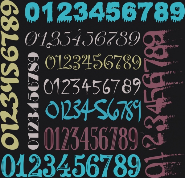 números de fundo escuro colorida decoração design vertical horizontal