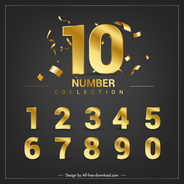 angka latar belakang dinamis confetties dekorasi emas mewah