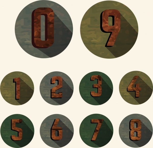 diseño clásico de los iconos de números círculos aislamiento