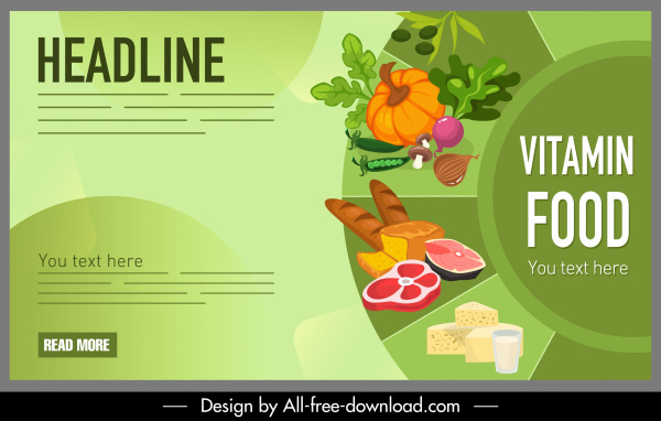 영양 식품 포스터 밝은 다채로운 디자인