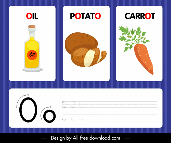 o alfabeto modelo educacional óleo cenoura esboço