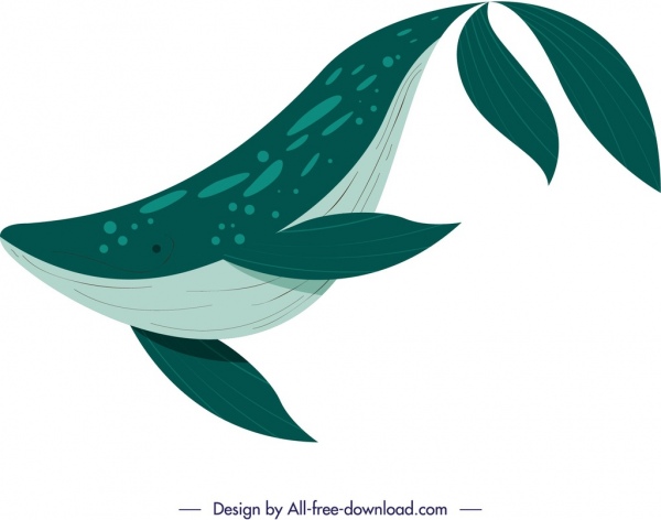 projeto do ícone verde de baleia do oceano criatura fundo
