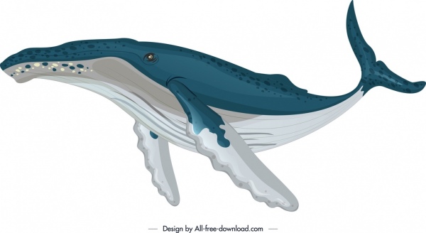 okyanus tasarım öğesi balina simgesi renkli kroki