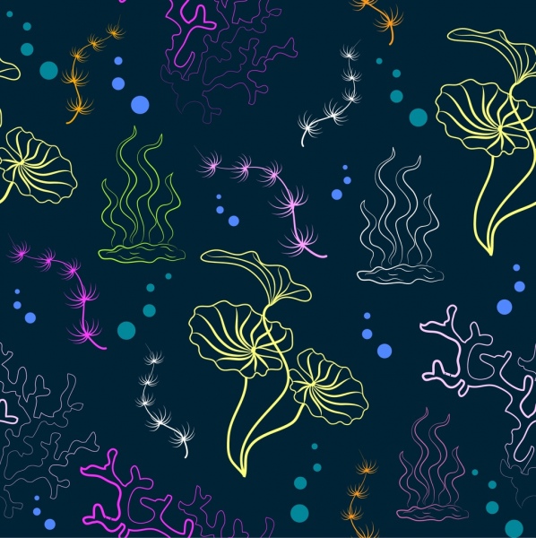 sfondo colorato ripetendo sketch oceano piante