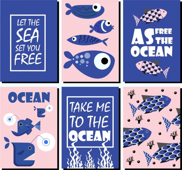 banner perlindungan laut set desain biru klasik