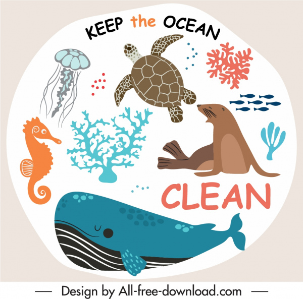 szkic gatunków sztandarów ochrony oceanów