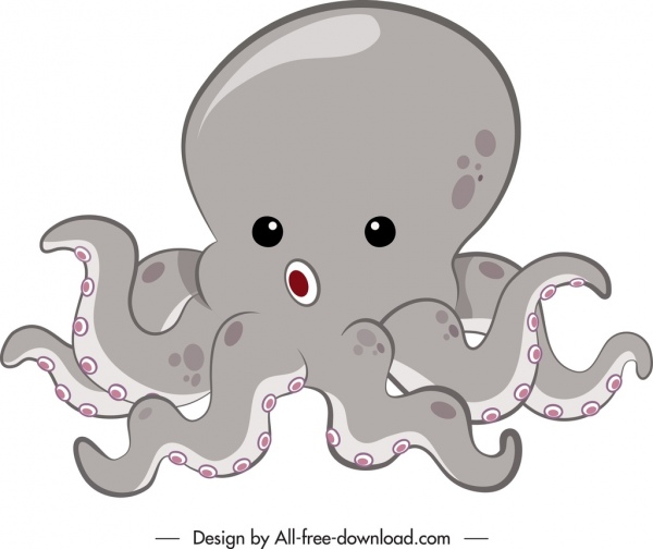 Oktopus-Symbol farbig niedlichen Cartoon Charakterskizze