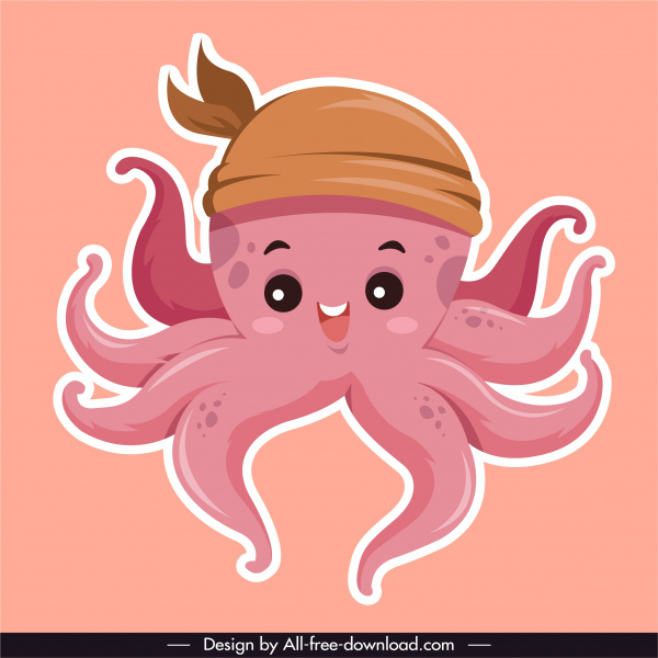 икона осьминога симпатичный мультяшный эскиз персонажа