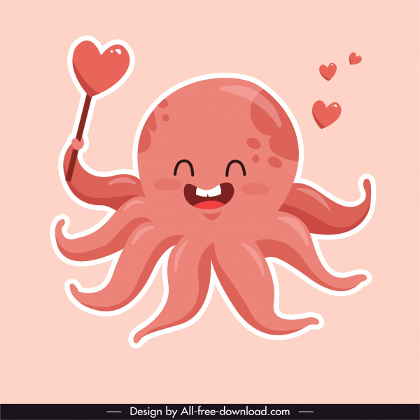 Oktopus Icons niedliche lustige Cartoon Charakter Skizze