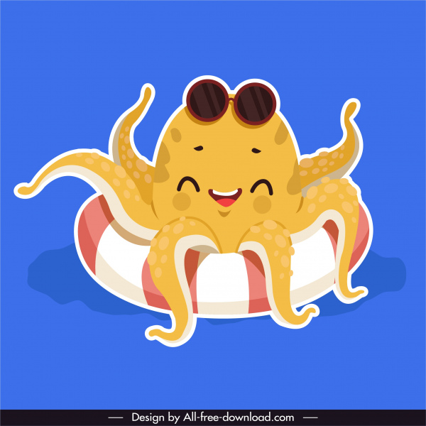 Oktopus Icons lustige stilisierte Zeichentrickfigur Skizze