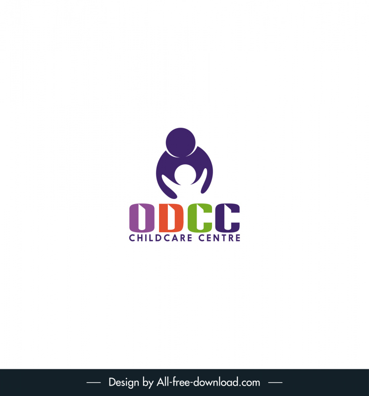 Logotipo de ODCC Organización sin fines de lucro Centro de cuidado infantil Plantilla de logotipo Silueta Iconos humanos Textos decoración