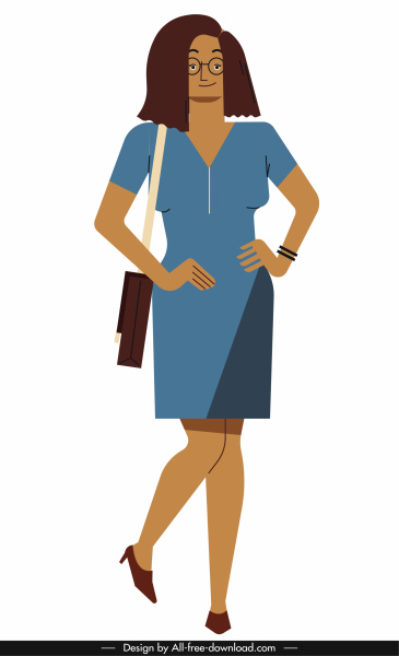 Office Lady ícone colorido personagem dos desenhos animados