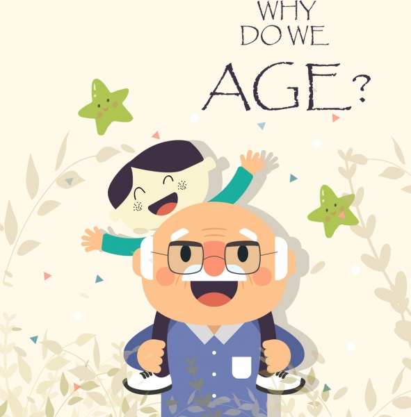 Old Age Banner Grandpa Grandson Icon Colored Cartoon-vector Icon-free  Vector Free Download