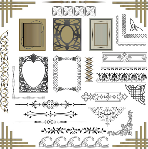 antiguo conjunto vectorial de elementos de diseño caligráfico 4