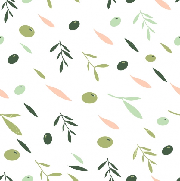 橄榄果叶图标背景彩色平面装饰