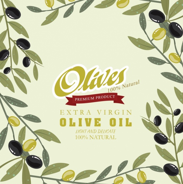 olio d'oliva pubblicità frutti icone decorazione retro design