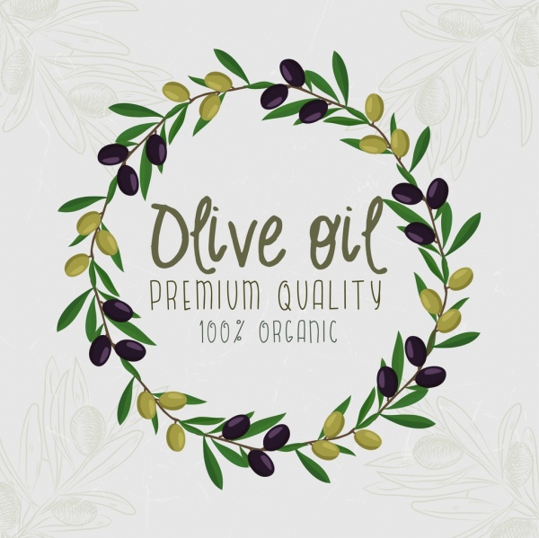 橄榄油广告果圆形图标装饰花环