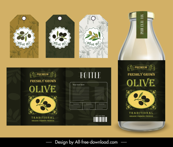 szablony etykiet oliwy z oliwek elegancki płaski wystrój