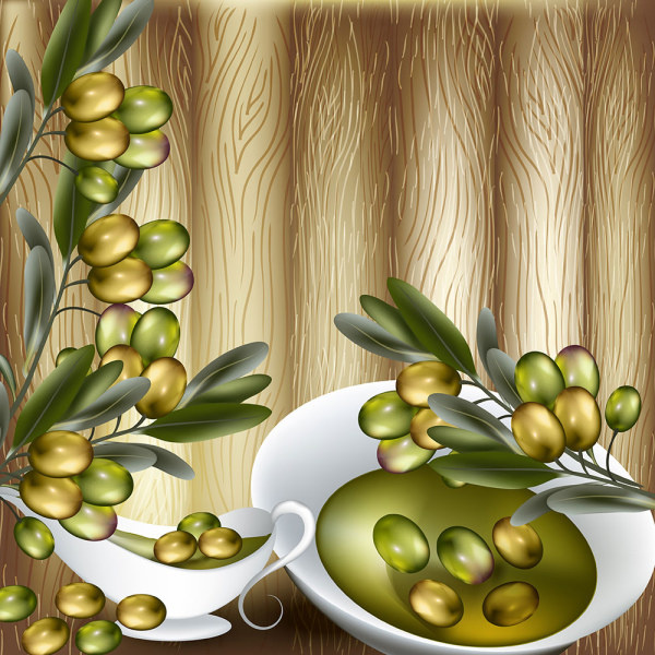 aceitunas y aceite de oliva vector