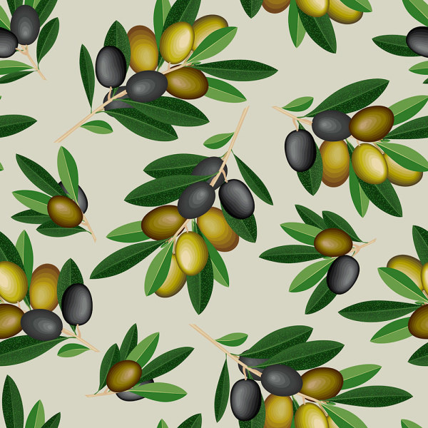 Olives Seamless Pattern Vector