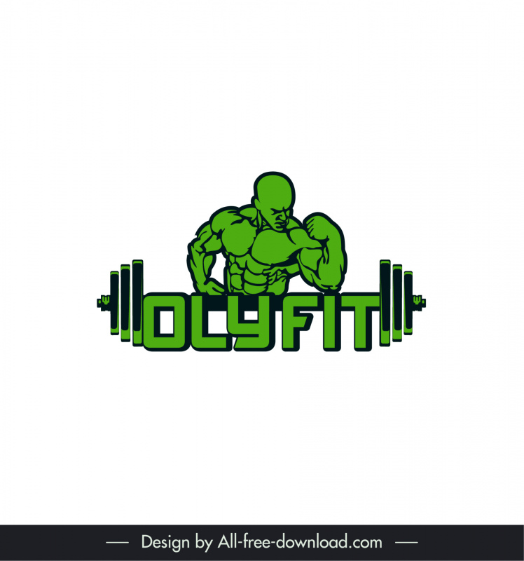 Modèle de logo Olyfit dessiné à la main Muscle athlète poids croquis