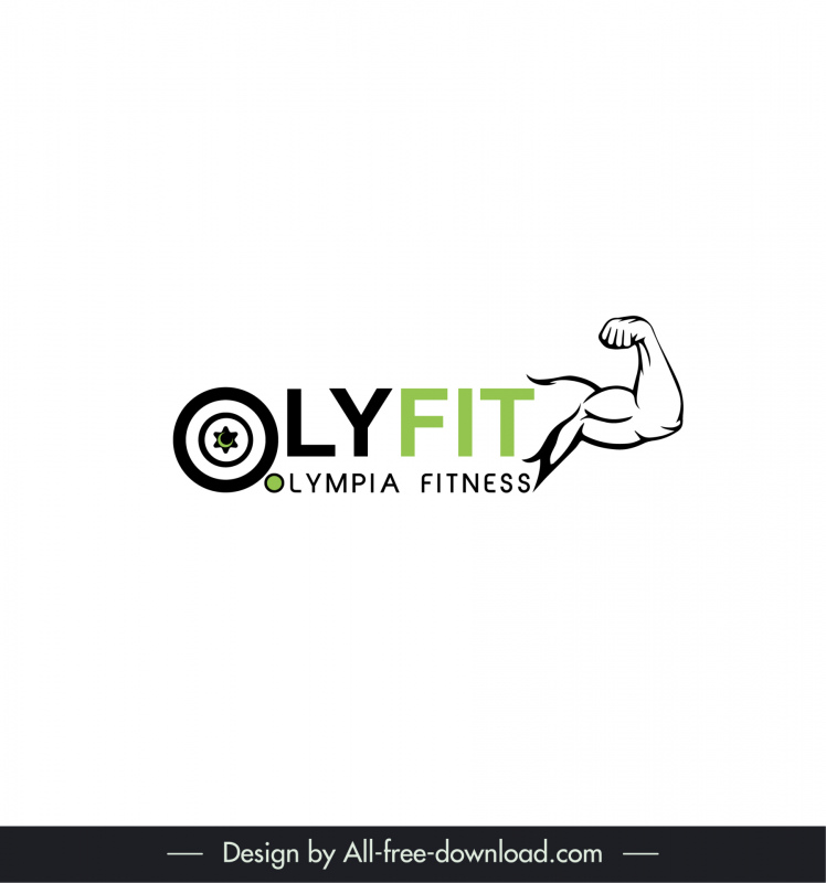 Logo OlyfitKetik sketsa teks bisep otot