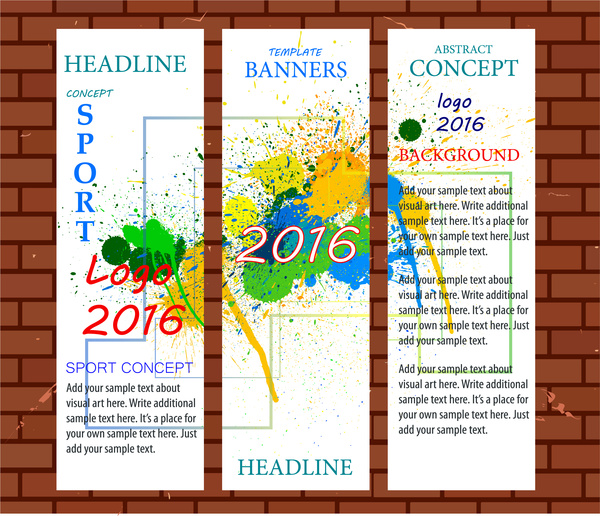 Dikey renkli stil şablonlarıyla 2016 Olimpiyat afiş