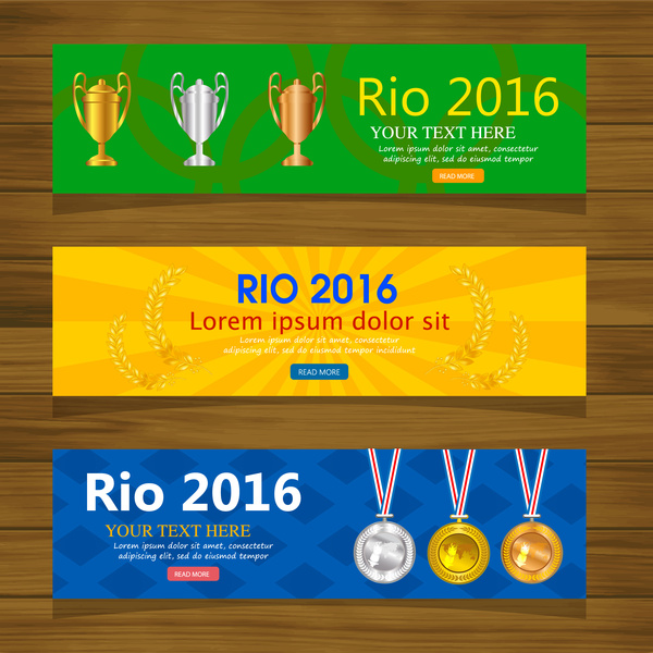 Olimpiade rio 2016 banner set dengan desain horizontal