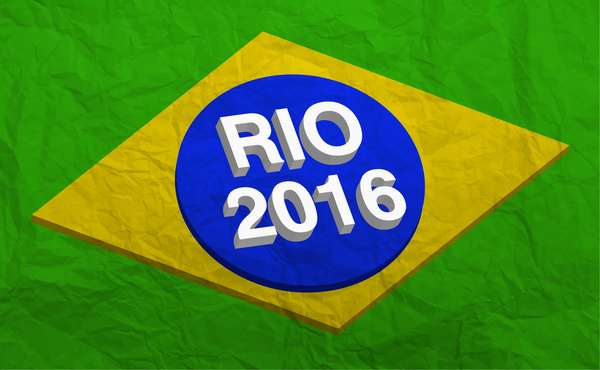 Ilustración de vector de olímpico rio 2016 con la bandera de Brasil