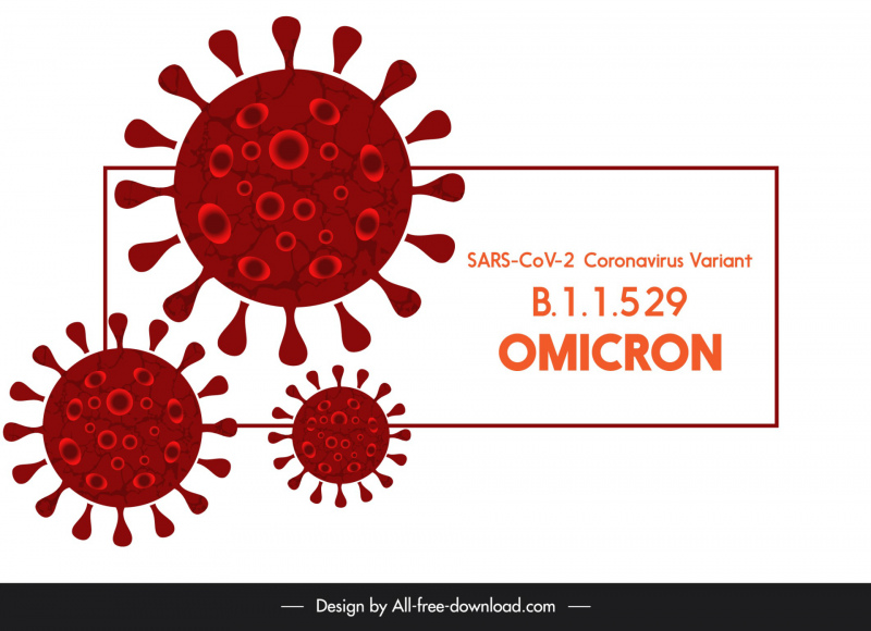 omikron varyantı covid-19 virüsleri afiş parlak düz tasarım