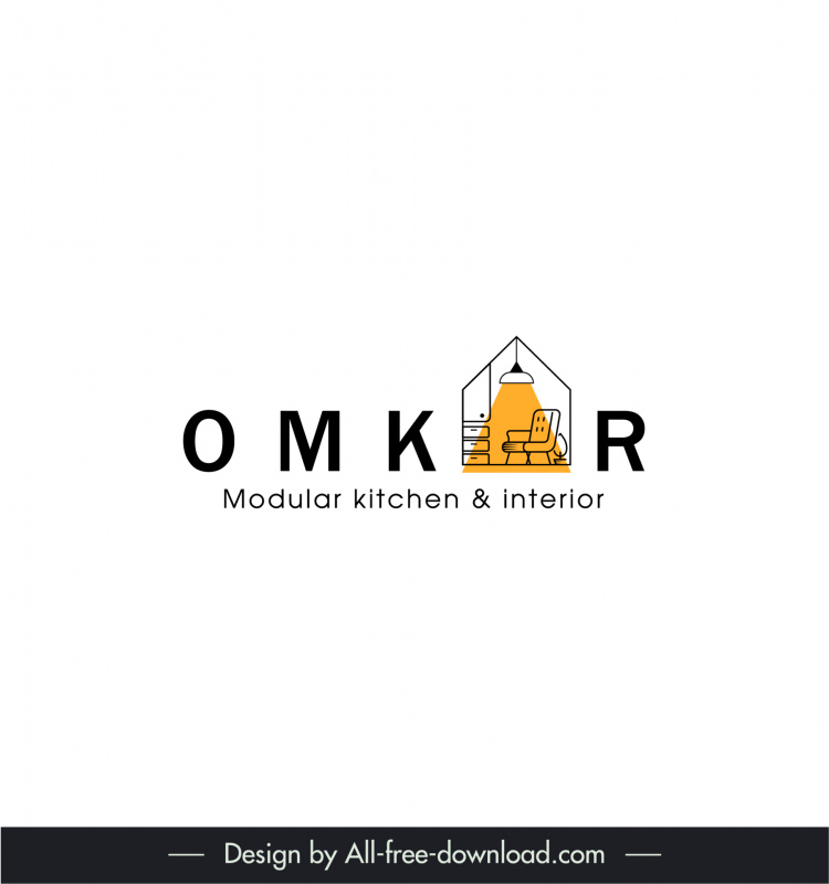 omkar modelo de logotipo flat house móveis textos decoração