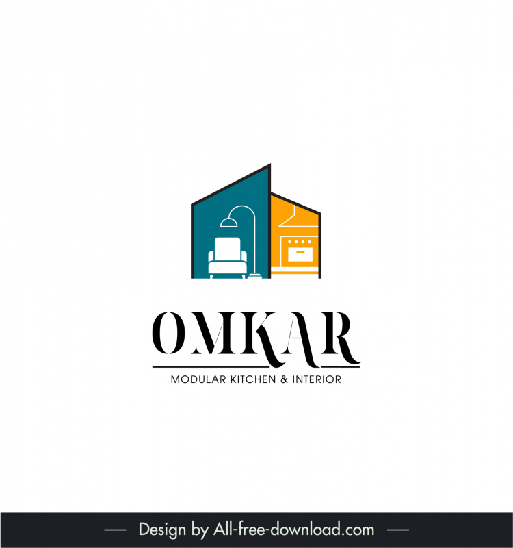 omkar logotipo plano geométrico casa interior esboço