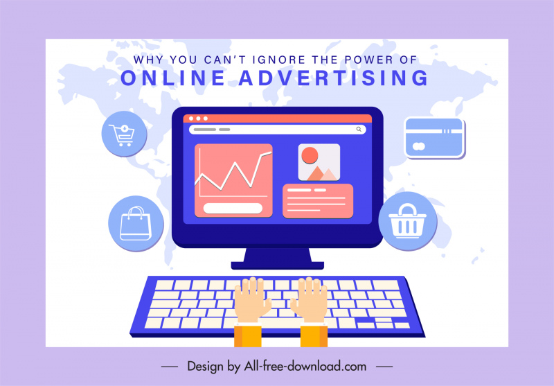çevrimiçi reklam afiş bilgisayar e-ticaret kullanıcı arayüzü eskiz