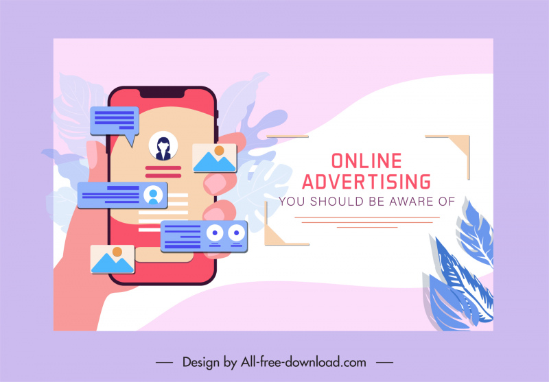 Online-Werbung Banner Smartphone digitale Kommunikation Handskizze