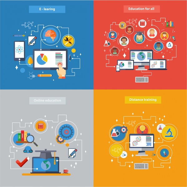 ilustração de conceitos de educação on-line com estilo colorido infográfico