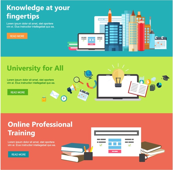 Online-Bildung Webdesign Templates mit horizontalen Stil