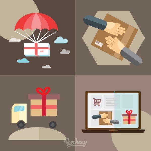 illutration de conceito de compras e entrega on-line