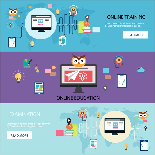 Online-Schulung Promotion Webdesign in horizontalen Stil